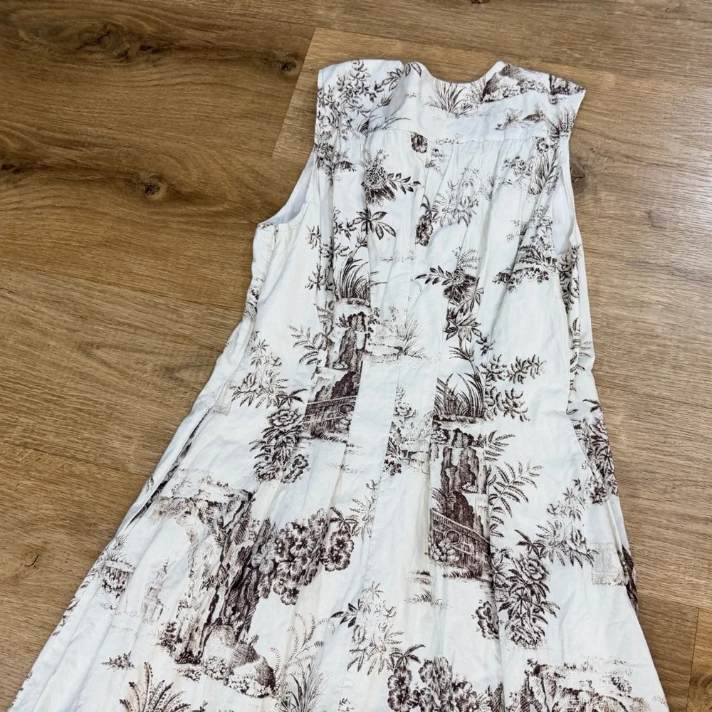 NICHOLAS Jordane White and Brown Floral Sleeveless Maxi Dress